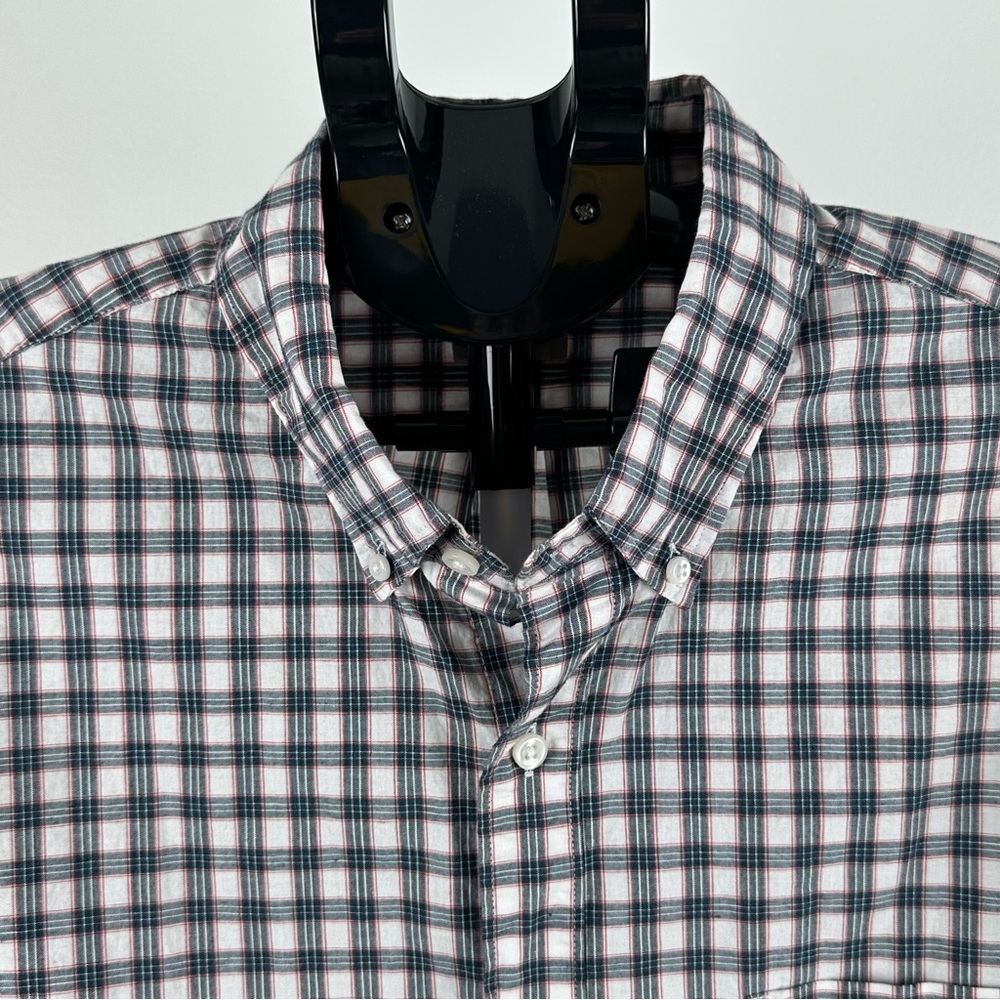 J.Crew Men’s SZ L Cotton Elastane Plaid Button Shirt Blue White Red Long Sleeve